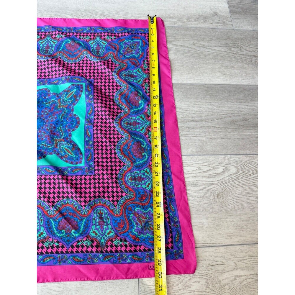 Access Houndstooth and Mandala Square Scarf Vintage Pink and Aqua 30" - Picture 4 of 6